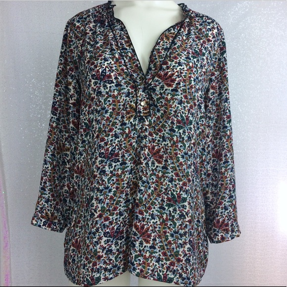 Zara Basic Floral Pattern Button Collar Blouse M - Picture 2 of 7